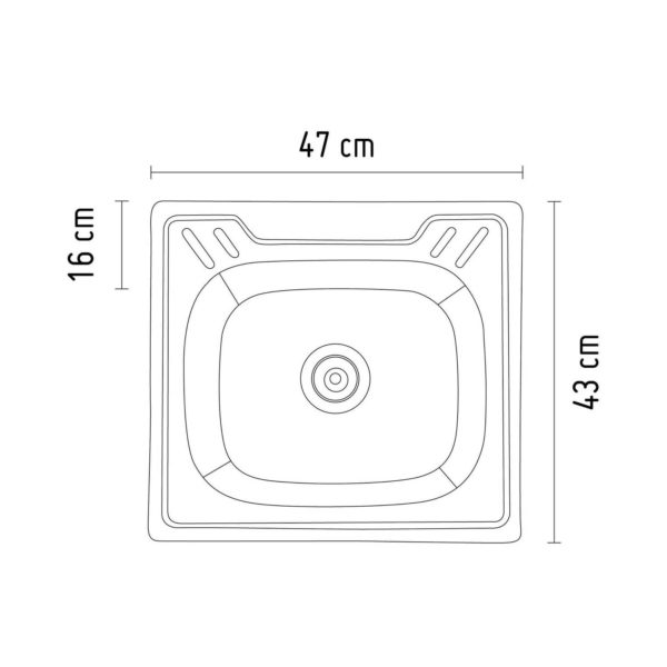 Lavadero de Cocina Acero Inoxidable 1 Poza 47x43cm - Imagen 2