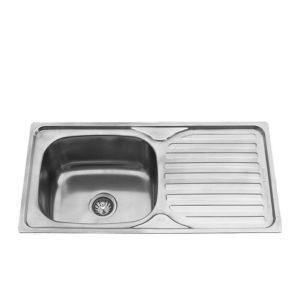 Lavadero de Cocina Record Acero Inoxidable 1 Poza con Escurridor Qenqo 43x15.5cm