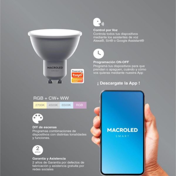 Dicro Smart MR16 5W GU10 AC100 Wi-Fi+Bluetooth - Imagen 2