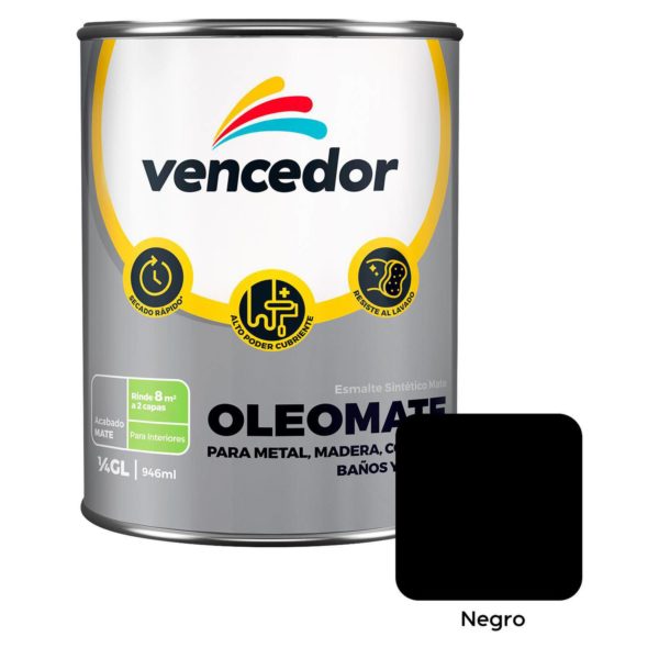 Esmalte Sintético Oleo mate Negro 14 gl   Vencedor