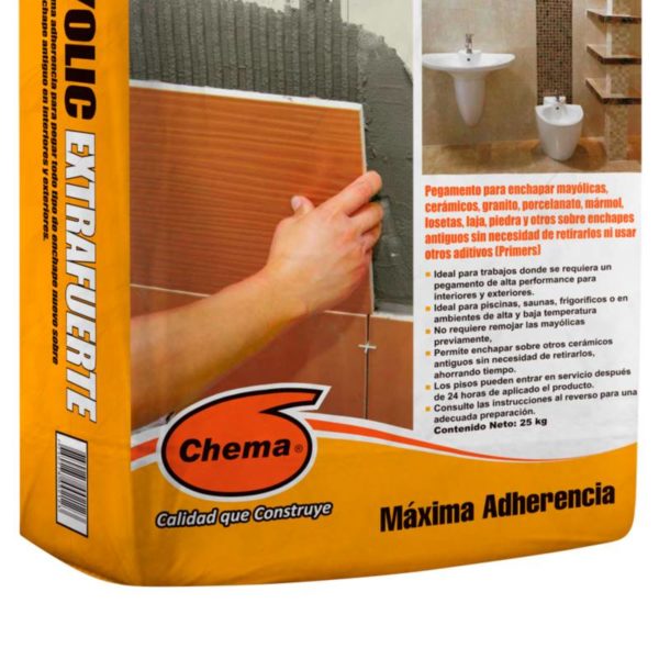 Pegamento en Polvo Chemayolic Gris Extrafuerte 25kg  Chema - Imagen 3