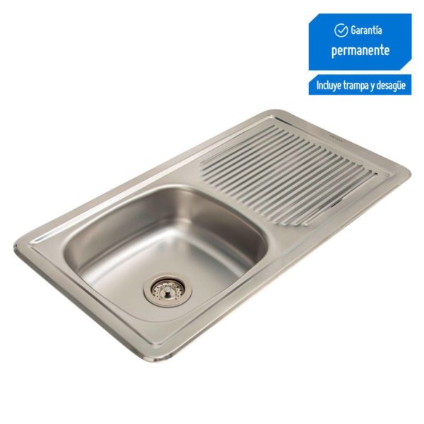 Lavadero de Cocina Record Acero Inoxidable 1 Poza con Escurridero Campeon 94x49cm  Record