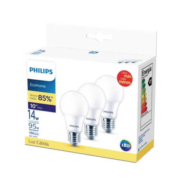Pack x3 Ecohome LedBulb 14W Luz Cálida - Imagen 2
