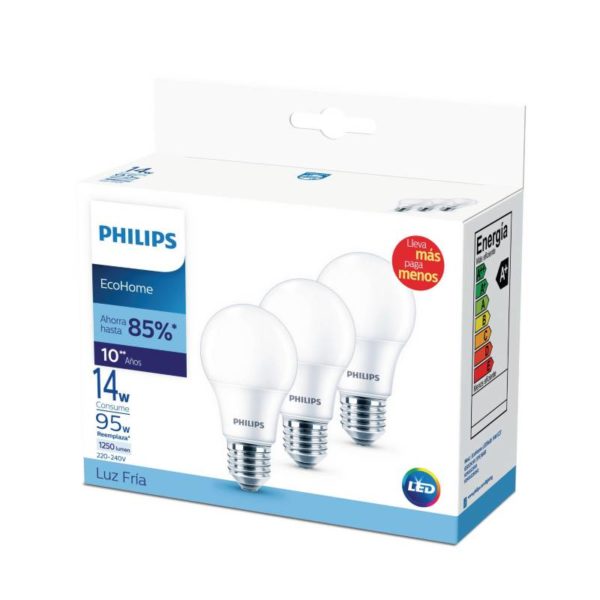 Pack x 3 Ecohome LedBulb Luz Fría 14W - Imagen 2